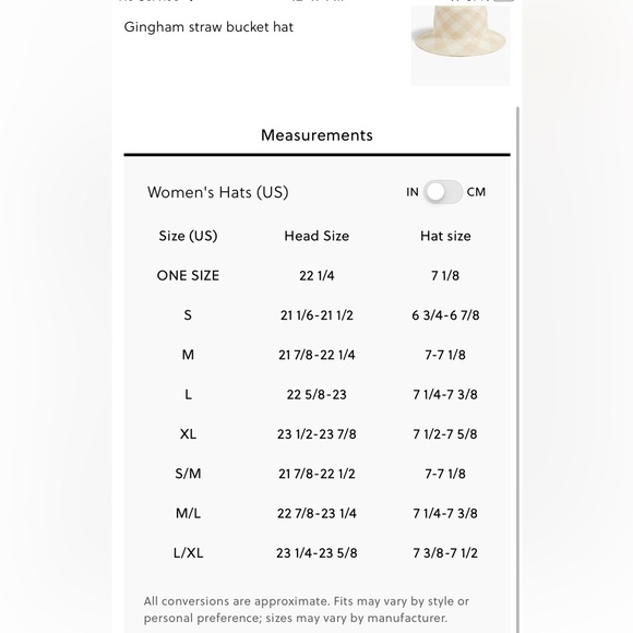 NWT J.Crew Factory Ivory & Beige Gingham Checkered Bucket Hat Size Med / Large - Picture 17 of 17